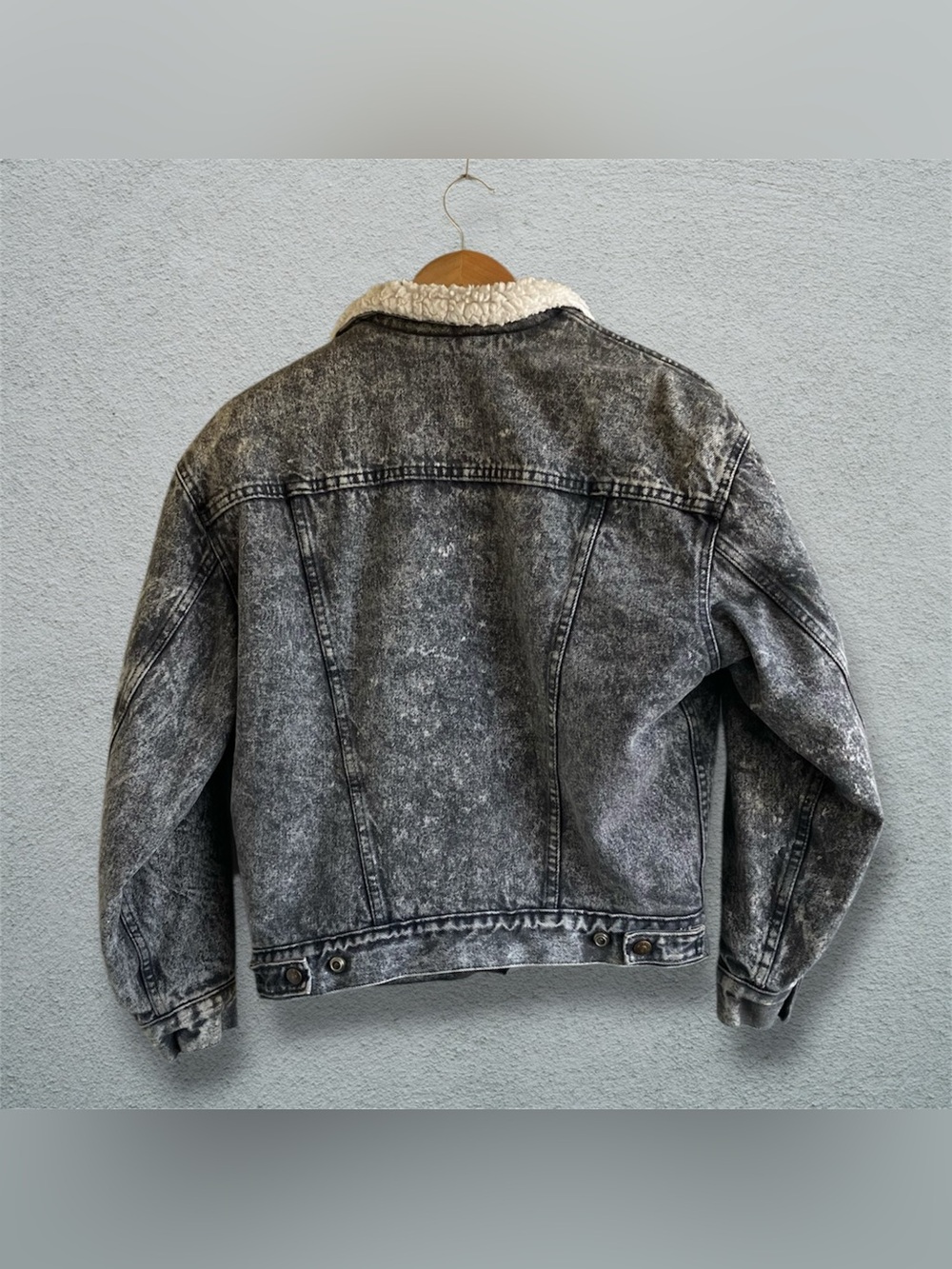 Vintage 80s Levi’s Sherpa Lined Denim Jacket Jean BLK Acid Wash USA S/M VTG Coat - Picture 4 of 10